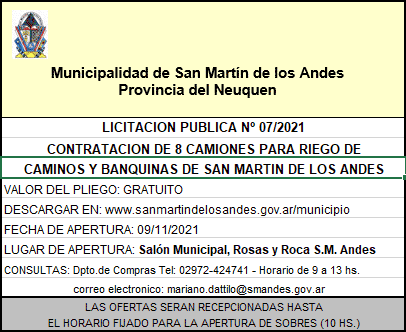 Licitación Pública - Contratación Camiones Regadores - Guillermo Tosi