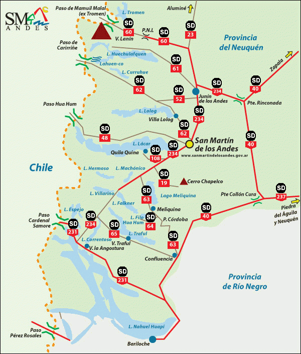 Mapa regional de estado de rutas y caminos Mapa regional de estado de rutas y caminos